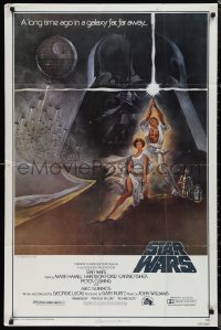 1f1191 STAR WARS style A fourth printing 1sh 1977 A New Hope, Jung art of Vader over Luke & Leia!