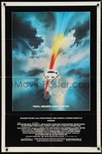1f1194 SUPERMAN 1sh 1978 D.C. comic book superhero Christopher Reeve, cool Bob Peak logo art!