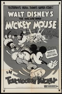 1f1212 TOUCHDOWN MICKEY 1sh R1974 Walt Disney, great cartoon art of Mickey Mouse playing football!