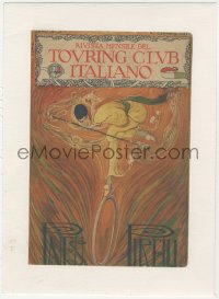 1f0083 TOURING CLUB ITALIANO linen Italian magazine cover January 1917 cool art of circus performer!