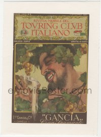 1f0084 TOURING CLUB ITALIANO linen Italian magazine cover June 1917 art of man with wine & grapes!