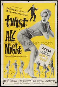 1f1216 TWIST ALL NIGHT 1sh 1962 Louis Prima, great images of sexy dancing June Wilkinson!