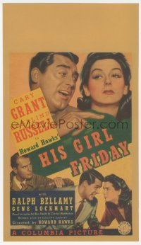 1f0001 HIS GIRL FRIDAY mini WC 1943 Howard Hawks classic, Cary Grant, Rosalind Russell, ultra rare!