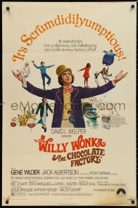 1f1238 WILLY WONKA & THE CHOCOLATE FACTORY 1sh 1971 Gene Wilder, it's scrumdidilyumptious!