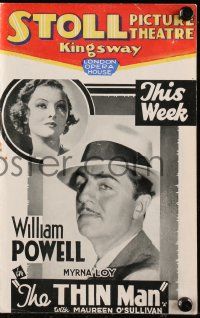 1f2270 STOLL PICTURE THEATRE English program Nov 12-19, 1934 The Thin Man, 20 Million Sweethearts