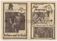 1f0299 TO HAVE & TO HOLD herald 1916 Mae Murray with Wallace Reid billed under her, ultra rare!
