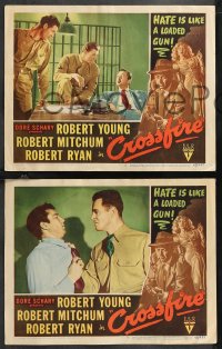 1f0817 CROSSFIRE 5 LCs 1947 Robert Young, Robert Mitchum, Robert Ryan, sexy Gloria Grahame!