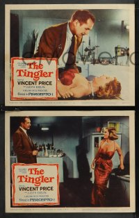 1f0838 TINGLER 3 LCs 1959 great images of Vincent Price, William Castle, presented in Percepto!