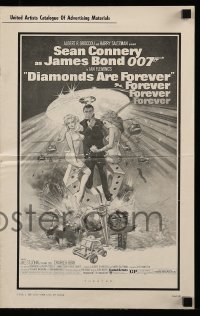 1f1870 DIAMONDS ARE FOREVER pressbook 1971 McGinnis art of Sean Connery as James Bond 007!