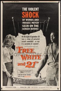 1g0053 FREE, WHITE & 21 40x60 1963 interracial romance, Shock after Shock, bold beyond belief!