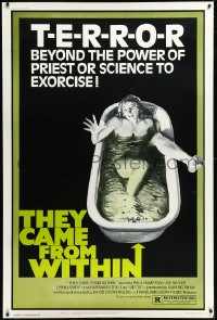 1g0062 THEY CAME FROM WITHIN 40x60 1976 David Cronenberg, art of terrified girl in bath tub!