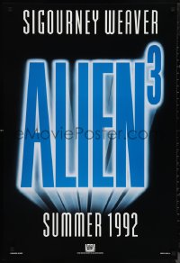 1g1082 ALIEN 3 int'l teaser DS 1sh 1992 Sigourney Weaver, 3 times the danger, different design!