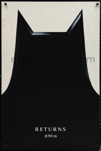 1g1101 BATMAN RETURNS teaser 1sh 1992 Burton, Keaton, cool partial bat symbol, dated design!