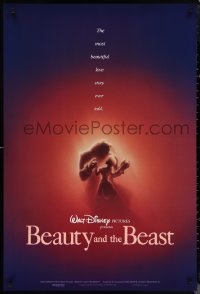1g1102 BEAUTY & THE BEAST DS 1sh 1991 Disney cartoon classic, romantic dancing art by John Alvin!