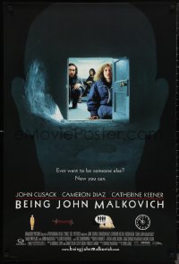 1g1103 BEING JOHN MALKOVICH DS 1sh 1999 Spike Jonze directed, John Cusack, Diaz, wacky door in head!