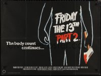 1g0577 FRIDAY THE 13th PART II British quad 1981 slasher horror sequel, body count continues!