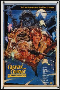 1g1128 CARAVAN OF COURAGE style B int'l 1sh 1984 An Ewok Adventure, Star Wars, art by Drew Struzan!