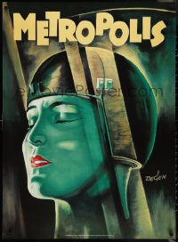1g0283 METROPOLIS 27x37 German commercial poster 1990s Fritz Lang classic, cool Kurt Degen art!