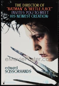 1g1162 EDWARD SCISSORHANDS 1sh 1990 Tim Burton classic, best close up of scarred Johnny Depp!