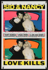 1g0607 SID & NANCY English 1sh 1986 Gary Oldman & Chloe Webb, punk rock classic, Love Kills!
