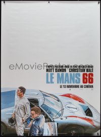 1g0111 FORD V FERRARI teaser French 1p 2019 Bale, Damon next to the Ford GT40 race car, Le Mans '66!