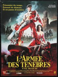 1g0833 ARMY OF DARKNESS French 16x21 1992 Sam Raimi, great art of Bruce Campbell w/chainsaw hand!