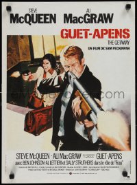 1g0841 GETAWAY French 16x22 R1980 cool different image of Steve McQueen & Ali McGraw, Sam Peckinpah!