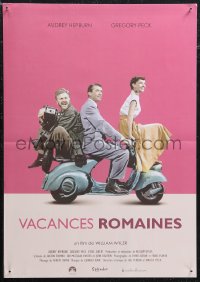 1g0854 ROMAN HOLIDAY French 17x23 R2013 Audrey Hepburn & Gregory Peck, Albert riding on Vespa!