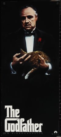 1g0307 GODFATHER 17x38 video poster R1991 Marlon Brando & cat in Francis Ford Coppola crime classic