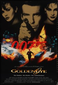 1g1196 GOLDENEYE DS 1sh 1995 cast image of Pierce Brosnan as Bond, Isabella Scorupco, Famke Janssen!