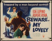 1g0878 BEWARE MY LOVELY style B 1/2sh 1952 flm noir, Ida Lupino trapped by a man beyond control!