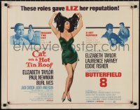 1g0886 CAT ON A HOT TIN ROOF/BUTTERFIELD 8 1/2sh 1966 art of sexy Elizabeth Taylor in nightie!