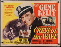 1g0891 CREST OF THE WAVE style B 1/2sh 1954 great close up of angry Gene Kelly at periscope of submarine!