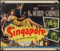 1g0938 SINGAPORE style A 1/2sh 1947 art of sexy full-length Ava Gardner + sailor Fred MacMurray!