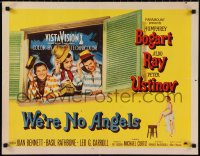 1g0949 WE'RE NO ANGELS style A 1/2sh 1955 Humphrey Bogart, Aldo Ray & Ustinov tipping their hats!