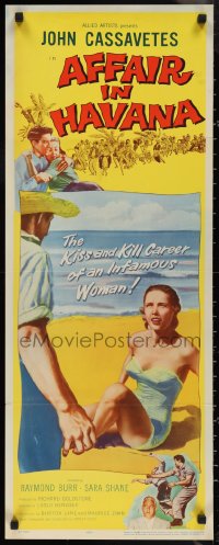 1g0955 AFFAIR IN HAVANA insert 1957 John Cassavetes, Shane in swimsuit on beach!