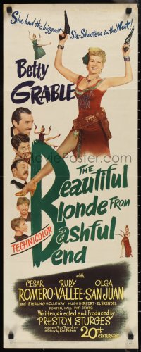 1g0960 BEAUTIFUL BLONDE FROM BASHFUL BEND insert 1949 Preston Sturges, Betty Grable has big guns!