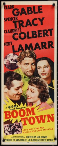 1g0963 BOOM TOWN insert R1956 Clark Gable, Spencer Tracy, Claudette Colbert, Hedy Lamarr