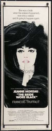 1g0964 BRIDE WORE BLACK insert 1968 Francois Truffaut's La Mariee Etait en Noir, Jeanne Moreau!
