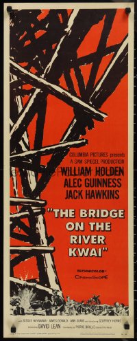 1g0965 BRIDGE ON THE RIVER KWAI insert 1958 William Holden, Alec Guinness, David Lean WWII classic!