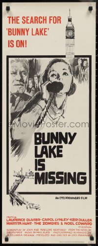 1g0966 BUNNY LAKE IS MISSING style B insert 1965 directed by Otto Preminger, cool different art!