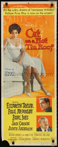 1g0969 CAT ON A HOT TIN ROOF insert 1958 classic image of Elizabeth Taylor as Maggie the Cat!