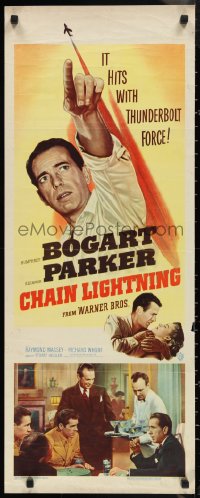 1g0970 CHAIN LIGHTNING insert 1949 test pilot Humphrey Bogart with his special brand of romance!