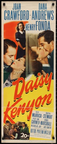 1g0976 DAISY KENYON insert 1947 Joan Crawford, Henry Fonda, Dana Andrews, directed by Otto Preminger!