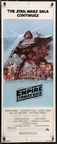 1g0983 EMPIRE STRIKES BACK style B insert 1980 George Lucas sci-fi classic, light blue art by Jung!
