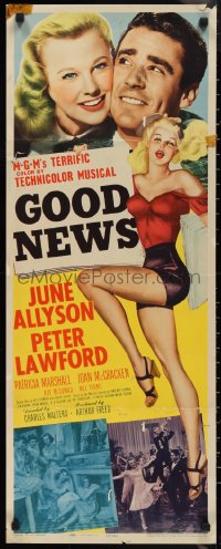 1g0990 GOOD NEWS insert 1947 romantic c/u of June Allyson & Peter Lawford + art of sexy dancer!