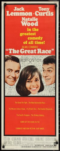 1g0993 GREAT RACE insert 1965 Blake Edwards, headshots of Tony Curtis, Jack Lemmon & Natalie Wood!