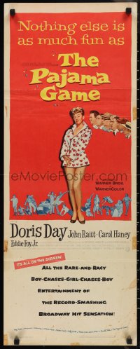 1g1033 PAJAMA GAME insert 1957 sexy full-length image of Doris Day, who chases boys!
