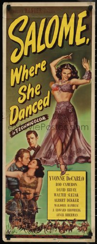1g1049 SALOME WHERE SHE DANCED insert 1945 great full-length art of sexy dancer Yvonne De Carlo!
