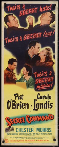1g1051 SECRET COMMAND insert 1944 secret lovers Carole Landis & Pat O'Brien on a secret mission!